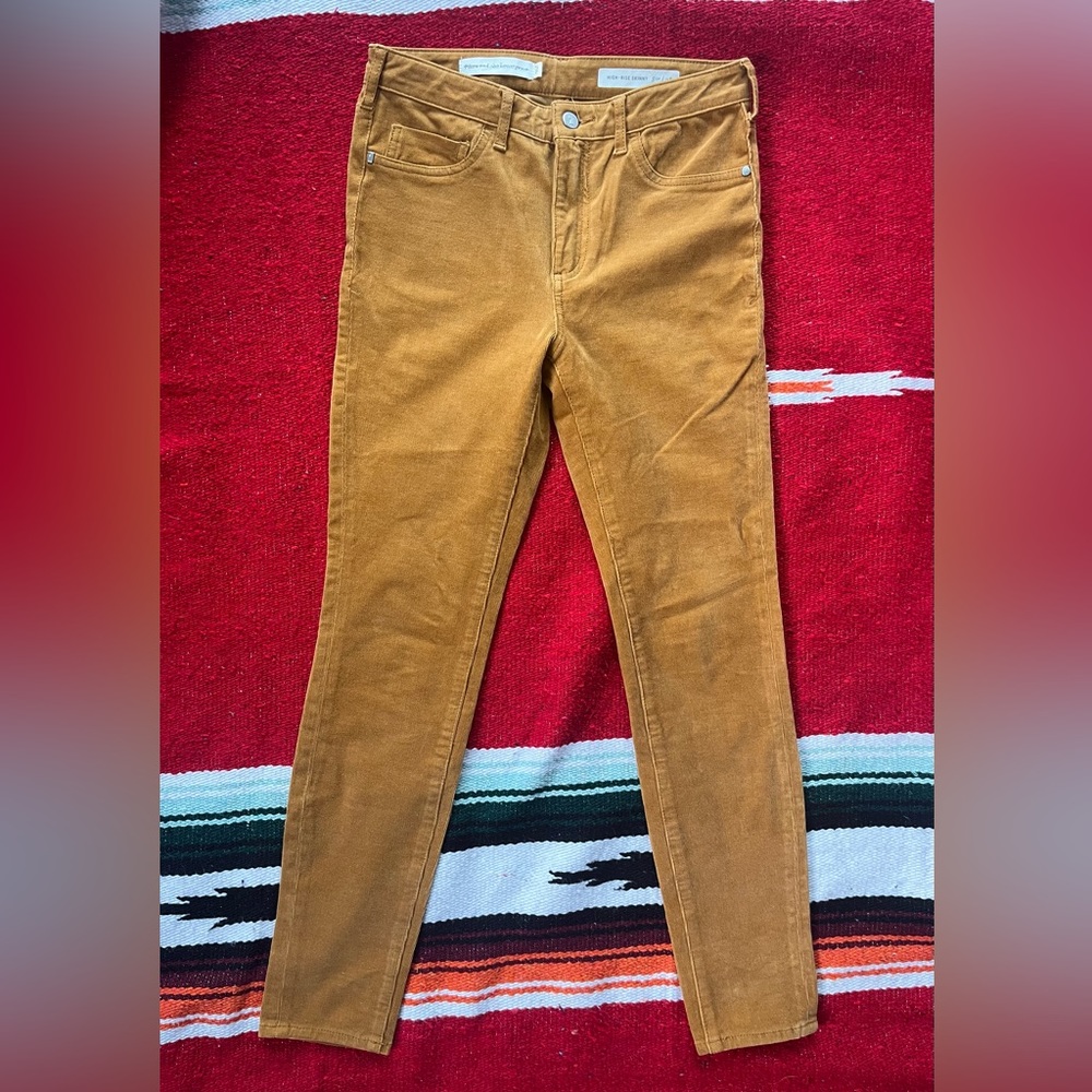 Pilcro Letterpress Anthropologie High Rise Skinny Golden Orange Corduroy Pant 28